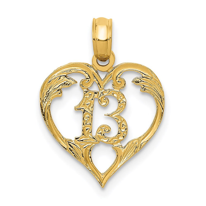 Million Charms 14K Yellow Gold Themed 13 In Heart Cut-Out Pendant