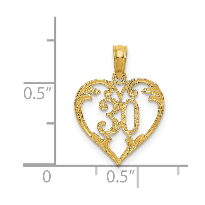 Million Charms 14K Yellow Gold Themed 30 In Heart Cut-Out Pendant