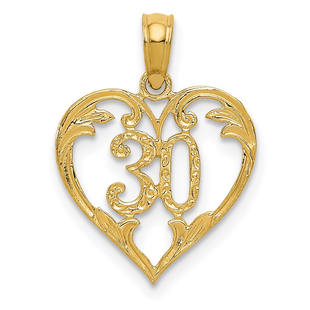 Million Charms 14K Yellow Gold Themed 30 In Heart Cut-Out Pendant