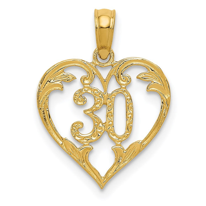 Million Charms 14K Yellow Gold Themed 30 In Heart Cut-Out Pendant