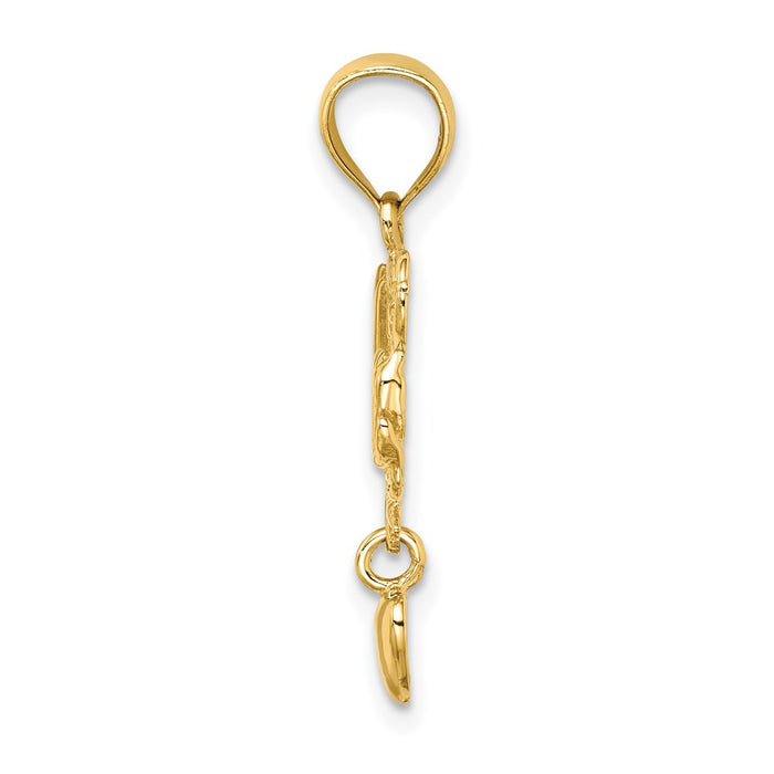 Million Charms 14K Yellow Gold Themed Mom With Dangling Heart Charm