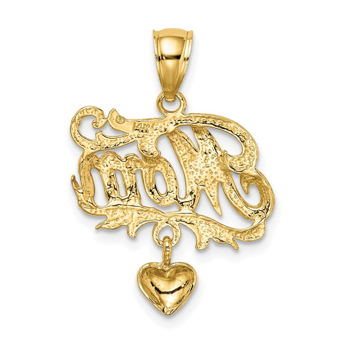Million Charms 14K Yellow Gold Themed Mom With Dangling Heart Charm