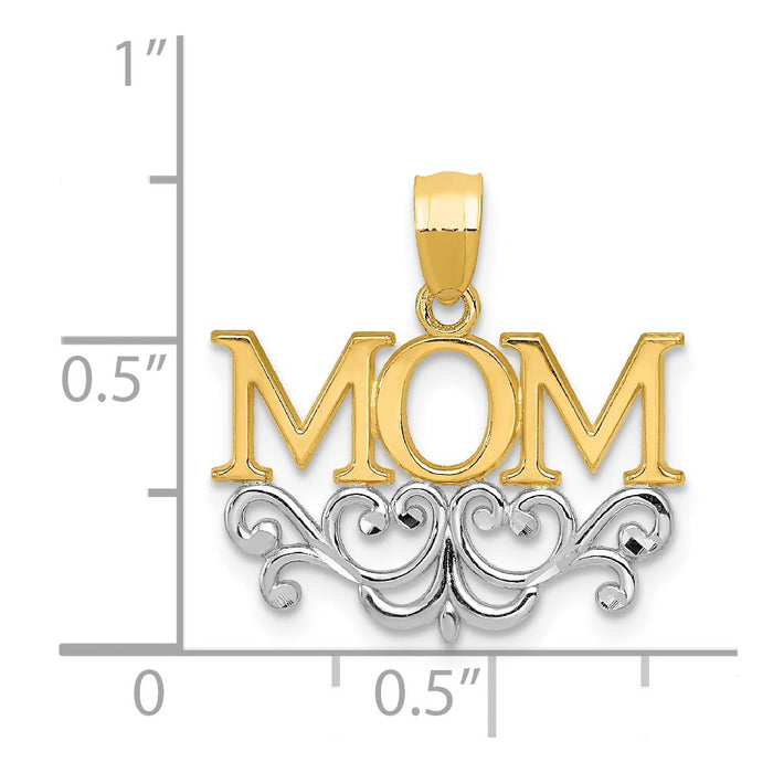 Million Charms 14K Yellow Gold Themed & Rhodium-plated Mom Pendant