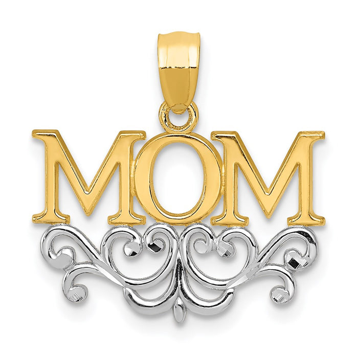 Million Charms 14K Yellow Gold Themed & Rhodium-plated Mom Pendant