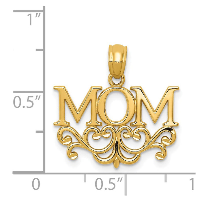 Million Charms 14K Yellow Gold Themed Mom Pendant