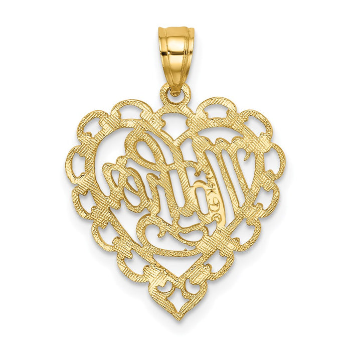 Million Charms 14K Yellow Gold Themed Mother In Lace Heart Charm