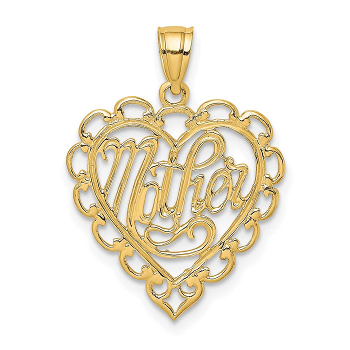 Million Charms 14K Yellow Gold Themed Mother In Lace Heart Charm