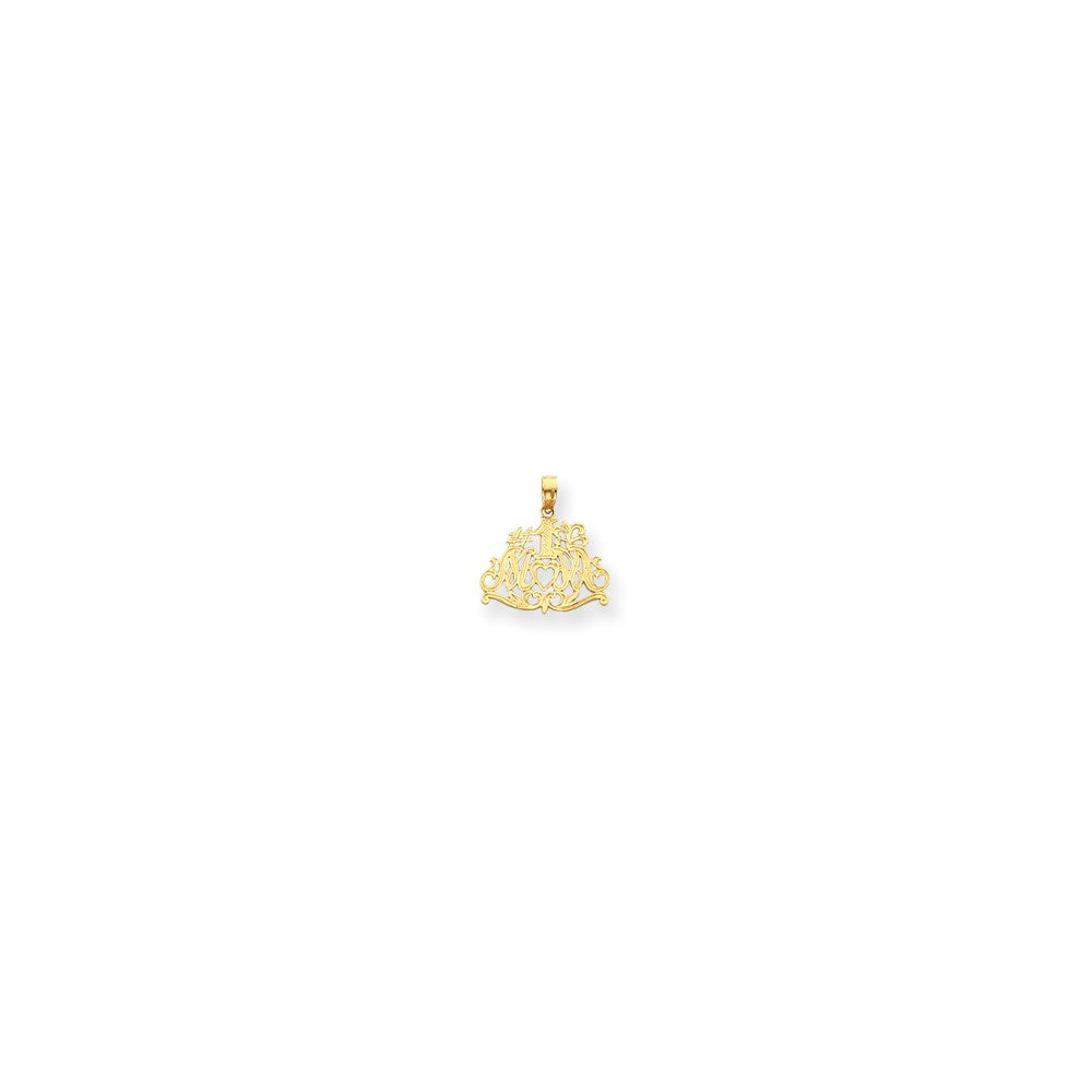 Million Charms 14K Yellow Gold Themed #1 Mom With Heart Pendant