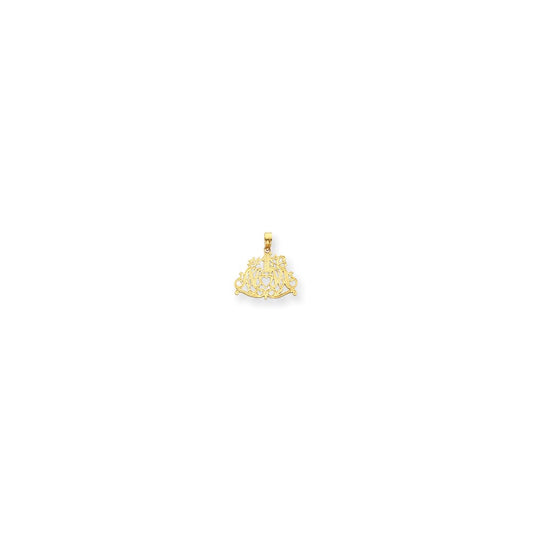 Million Charms 14K Yellow Gold Themed #1 Mom With Heart Pendant