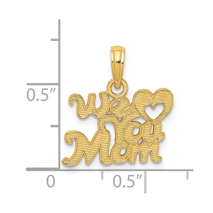 Million Charms 14K Yellow Gold Themed We Heart You Mom Charm