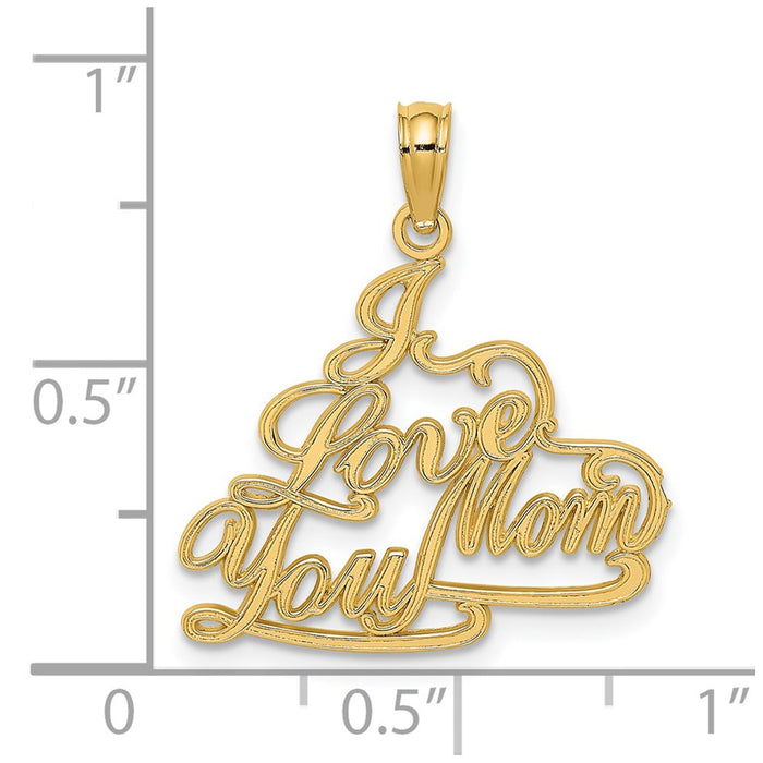 Million Charms 14K Yellow Gold Themed I Love You Mom Charm