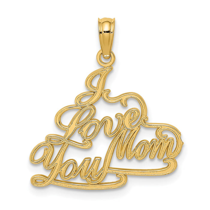 Million Charms 14K Yellow Gold Themed I Love You Mom Charm