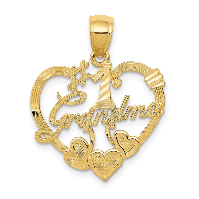 Million Charms 14K Yellow Gold Themed #1 Grandma Heart Pendant