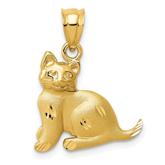 Million Charms 14K Yellow Gold Themed Cat Charm