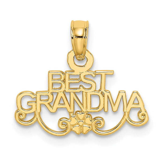 Million Charms 14K Yellow Gold Themed Best Grandma With Flower Charm