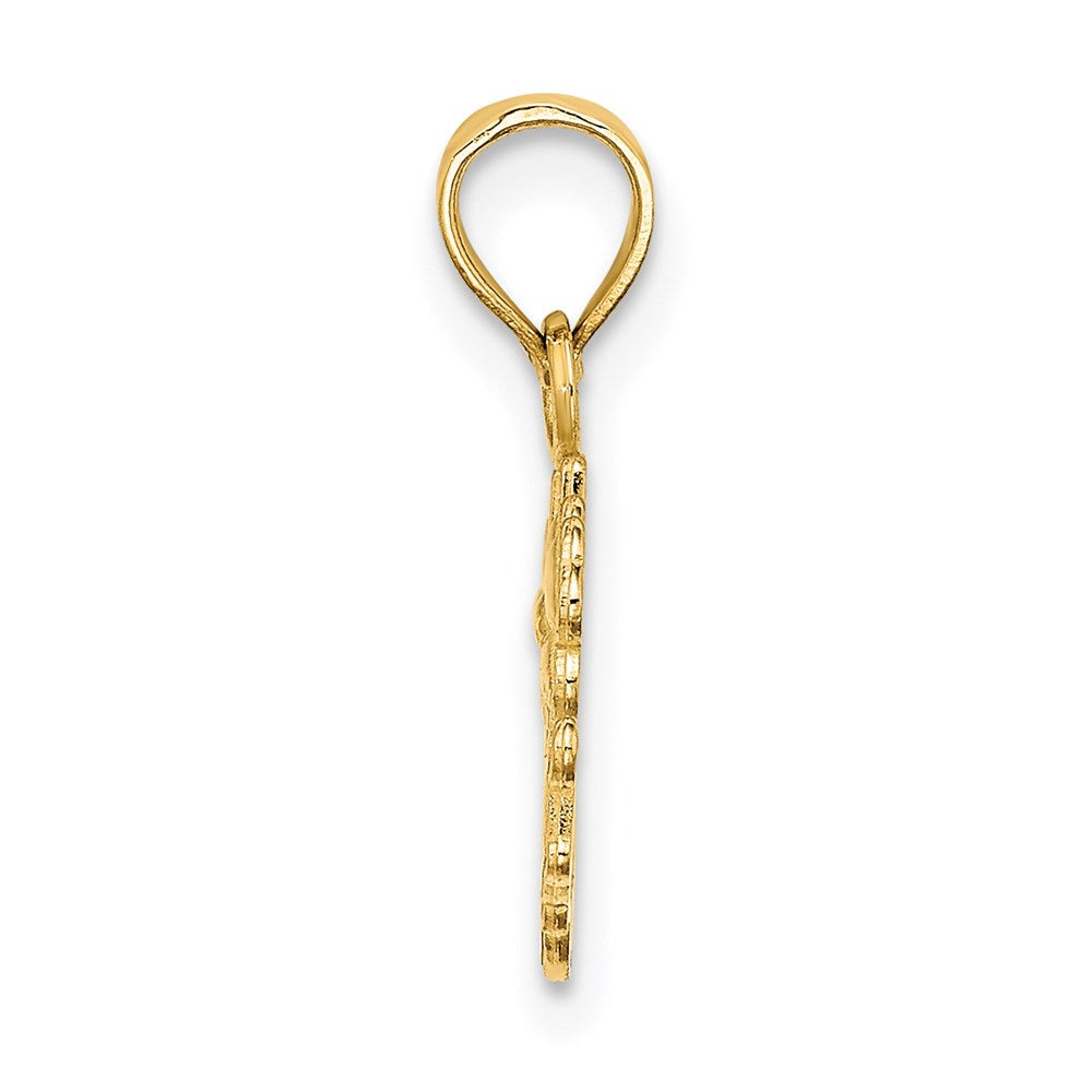 Million Charms 14K Yellow Gold Themed #1 Daughter With Flowers Charm