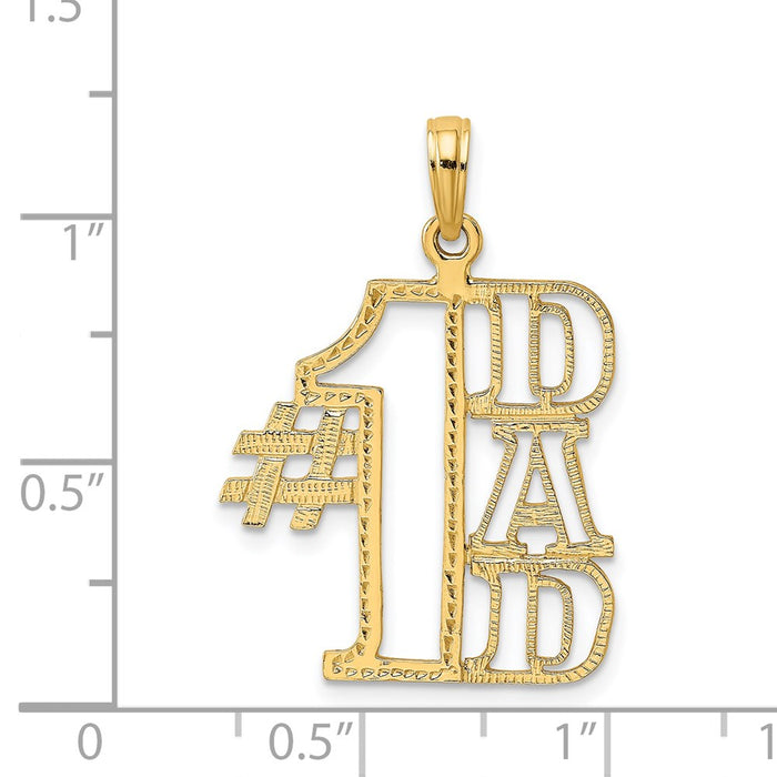 Million Charms 14K Yellow Gold Themed #1 Dad Cut-Out Charm