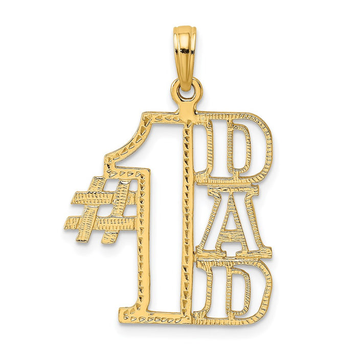 Million Charms 14K Yellow Gold Themed #1 Dad Cut-Out Charm