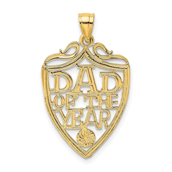 Million Charms 14K Yellow Gold Themed Dad Of The Year Plaque Charm