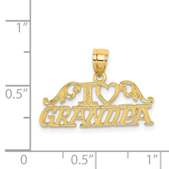 Million Charms 14K Yellow Gold Themed I Heart Grandpa Charm