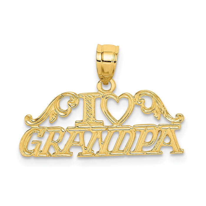 Million Charms 14K Yellow Gold Themed I Heart Grandpa Charm