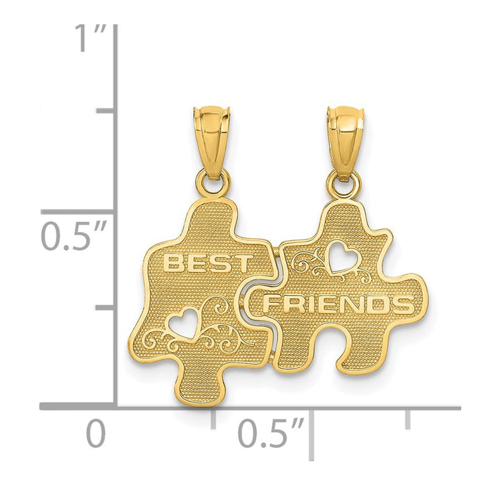 Million Charms 14K Yellow Gold Themed Best Friends Puzzle Pieces Break-Apart Pendant