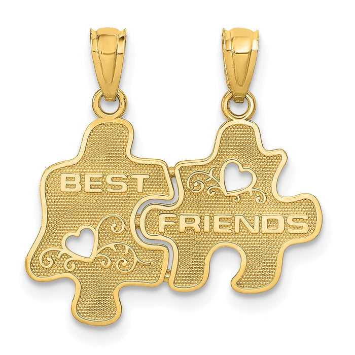 Million Charms 14K Yellow Gold Themed Best Friends Puzzle Pieces Break-Apart Pendant