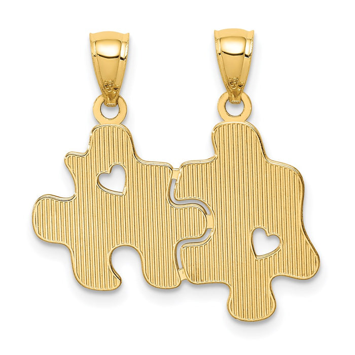 Million Charms 14K Yellow Gold Themed Best Friends Puzzle Pieces Break-Apart Pendant