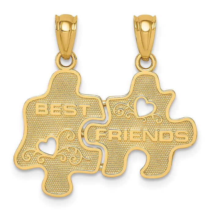 Million Charms 14K Yellow Gold Themed Best Friends Puzzle Pieces Break-Apart Pendant