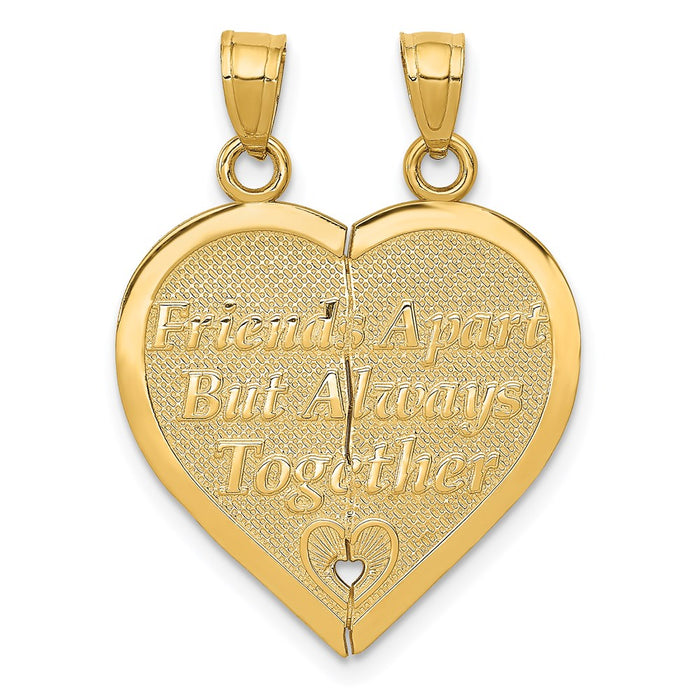 Million Charms 14K Yellow Gold Themed Reversible Forever, Ever Break-Apart Heart Pendant