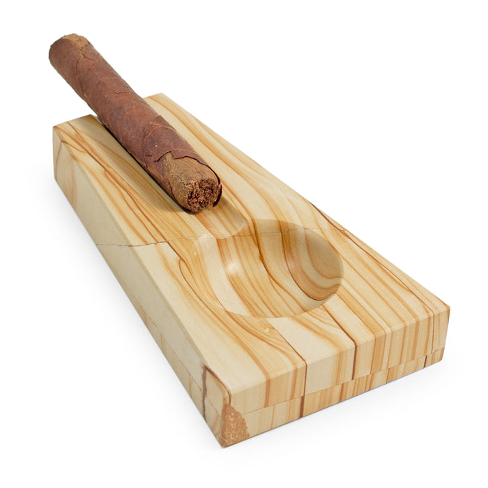 Occasion Gallery Natural Marble Color "Natural" Marble Single Cigar Ashtray. 8.5 L x 4.75 W x 1.25 H in.