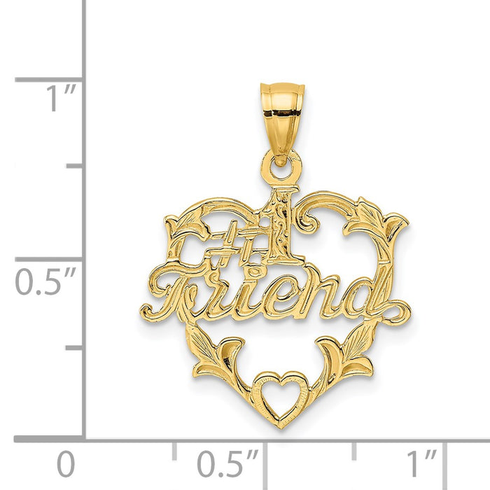 Million Charms 14K Yellow Gold Themed #1 Friend In Heart Charm