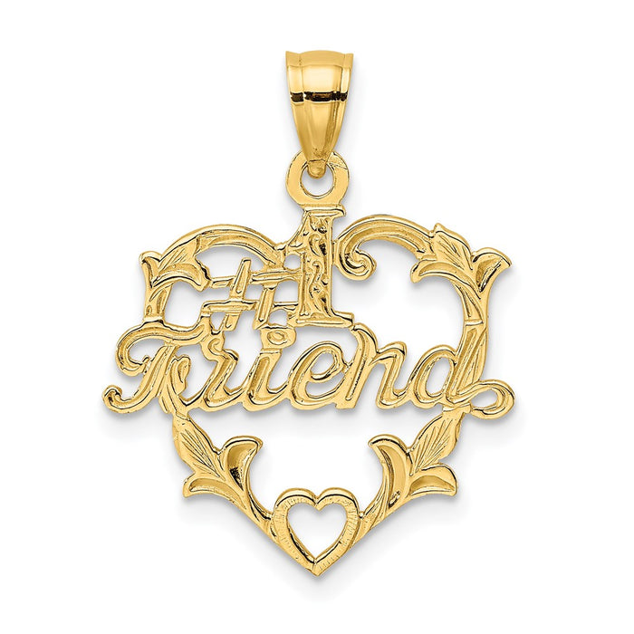 Million Charms 14K Yellow Gold Themed #1 Friend In Heart Charm