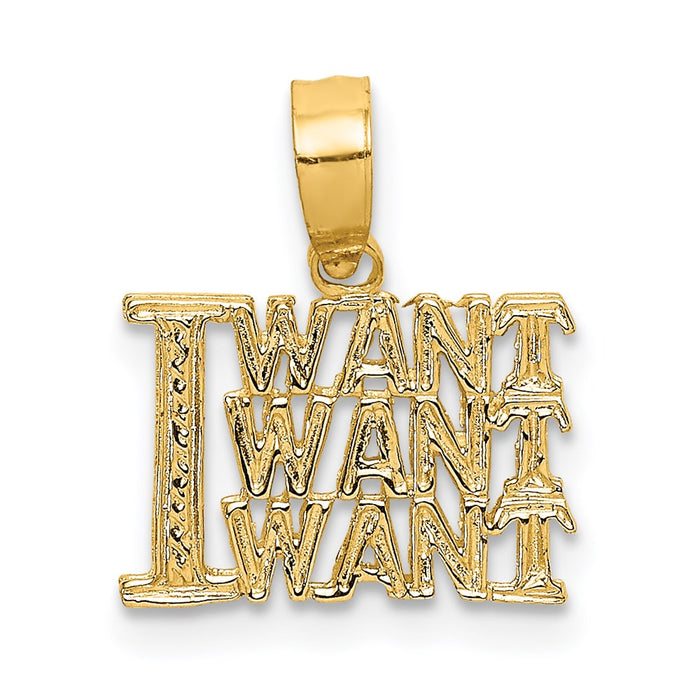 Million Charms 14K Yellow Gold Themed I Want, Want, Want Charm