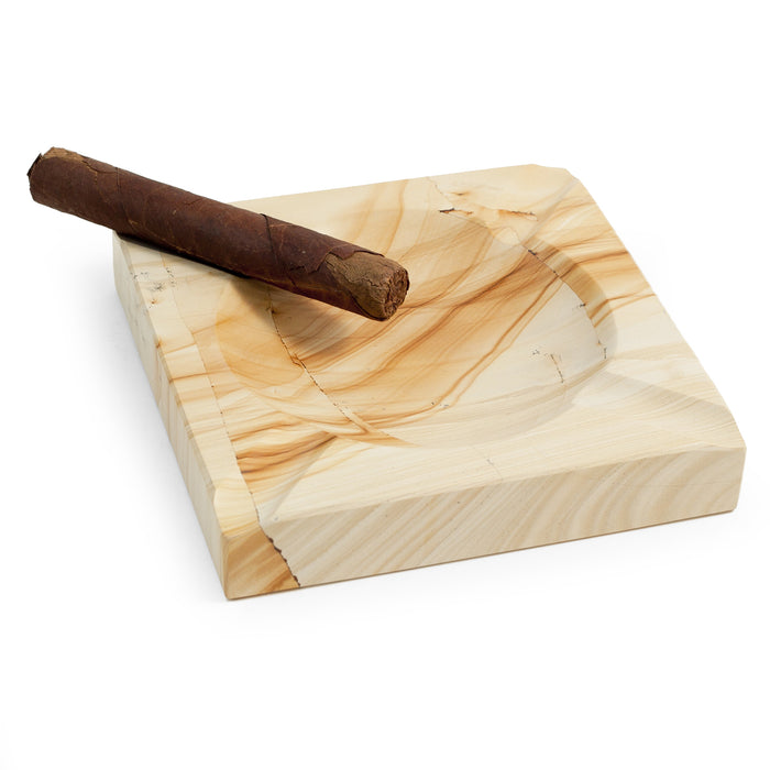 Occasion Gallery Natural Marble Color Square "Natural" Marble Four Cigar Ashtray. 7 L x 7 W x 1.25 H in.