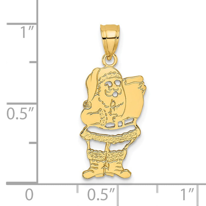 Million Charms 14K Yellow Gold Themed Santa Clause With List Cut -Out Charm