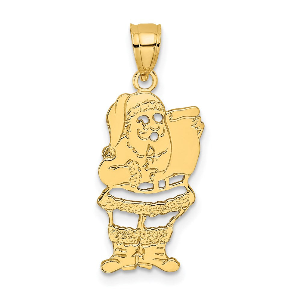 Million Charms 14K Yellow Gold Themed Santa Clause With List Cut -Out Charm