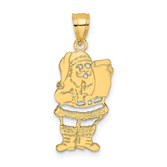 Million Charms 14K Yellow Gold Themed Santa Clause With List Cut -Out Charm