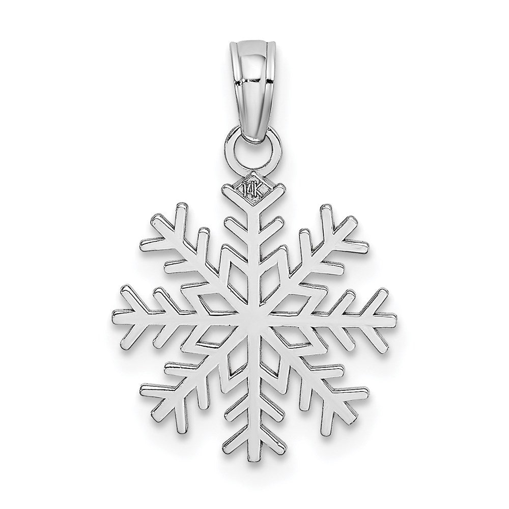 Million Charms 14K White Gold Themed 3-D Snowflake Pendant