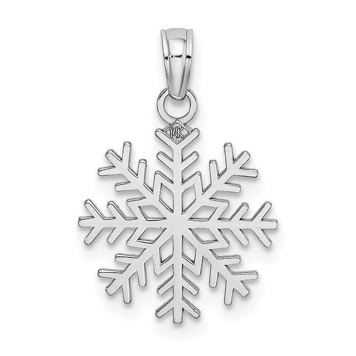 Million Charms 14K White Gold Themed 3-D Snowflake Pendant