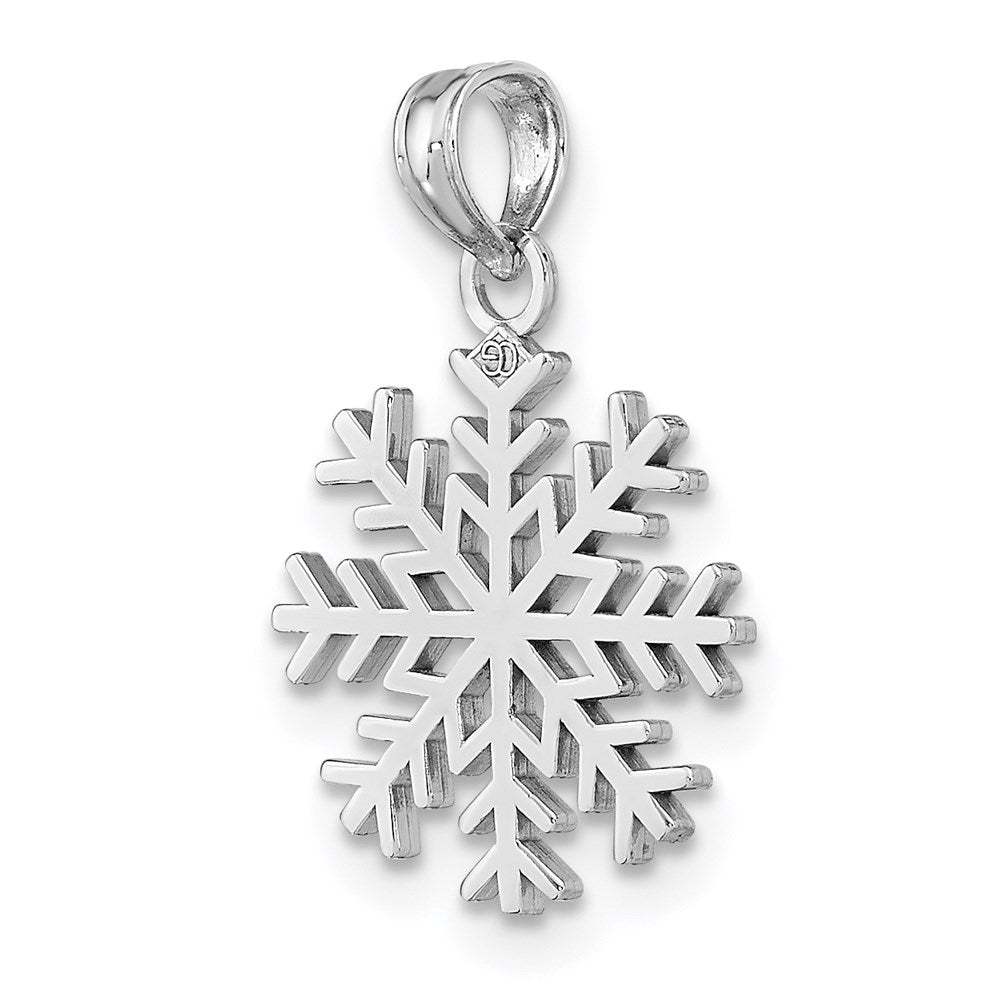 Million Charms 14K White Gold Themed 3-D Snowflake Pendant