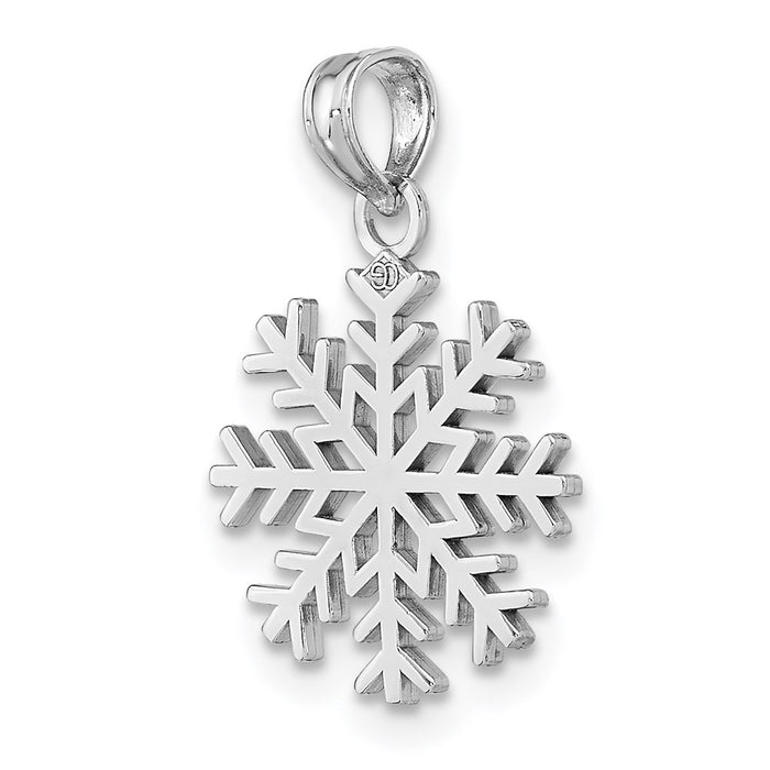 Million Charms 14K White Gold Themed 3-D Snowflake Pendant