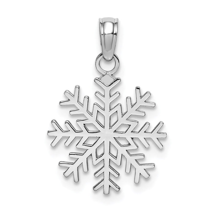 Million Charms 14K White Gold Themed 3-D Snowflake Pendant