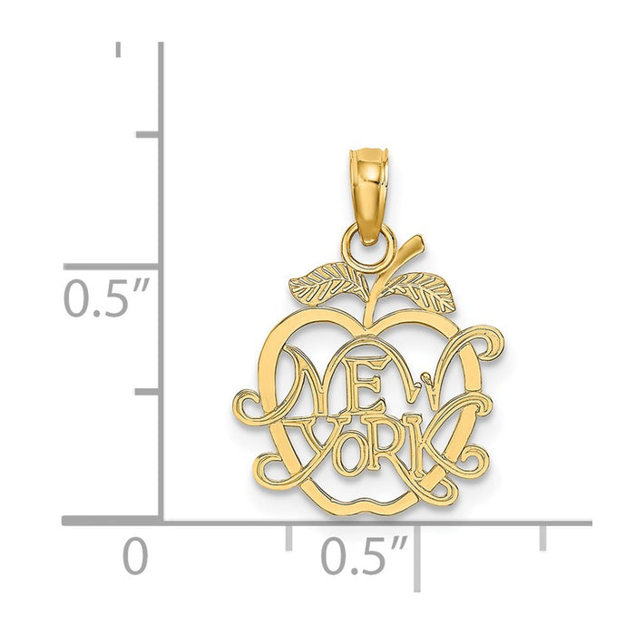 Million Charms 14K Yellow Gold Themed New York In Apple Cut-Out Charm