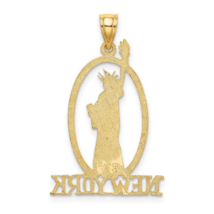 Million Charms 14K Yellow Gold Themed Cut-Out New York With Statue Of Liberty Charm