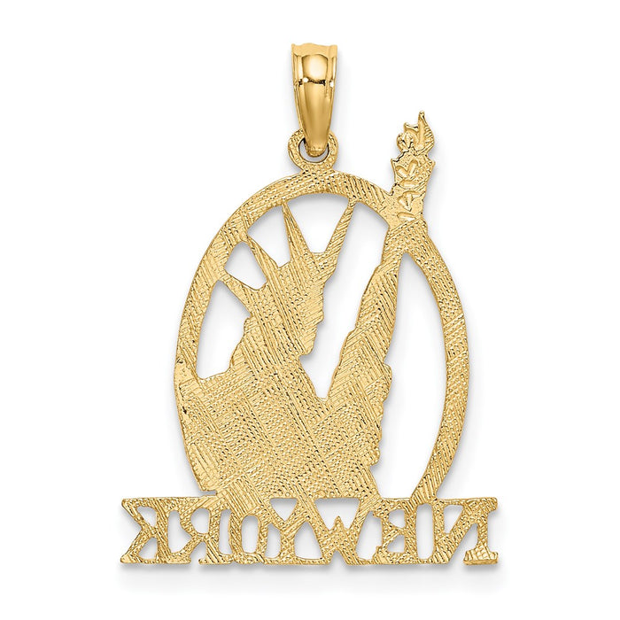 Million Charms 14K Yellow Gold Themed Cut-Out New York With Statue Of Liberty Charm