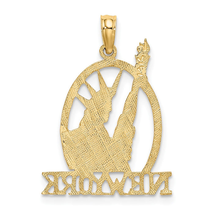 Million Charms 14K Yellow Gold Themed Cut-Out New York With Statue Of Liberty Charm