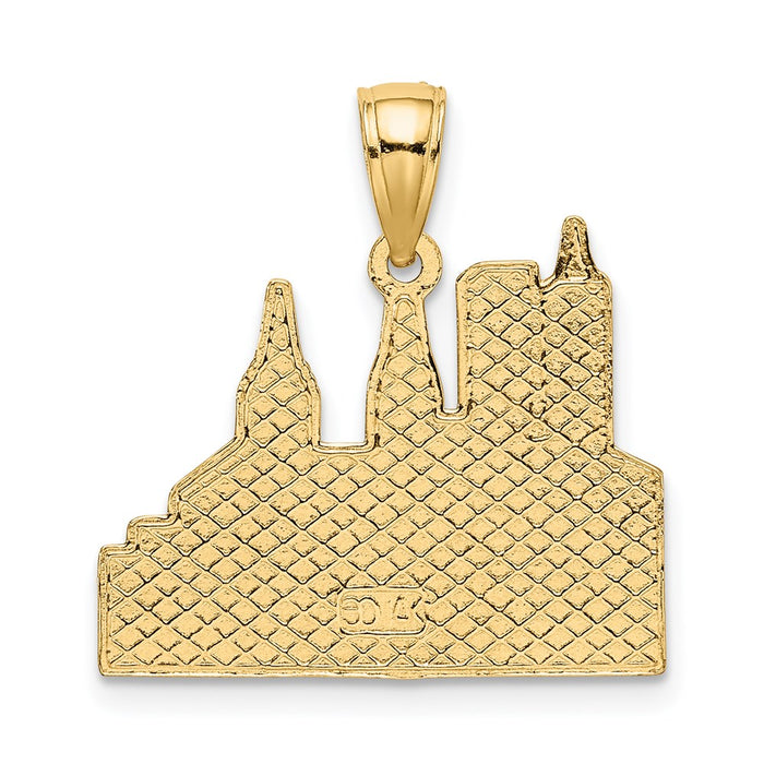 Million Charms 14K Yellow Gold Themed Cut-Out New York Skyline With Taxi Charm