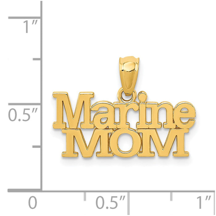 Million Charms 14K Yellow Gold Themed Marine Mom Pendant