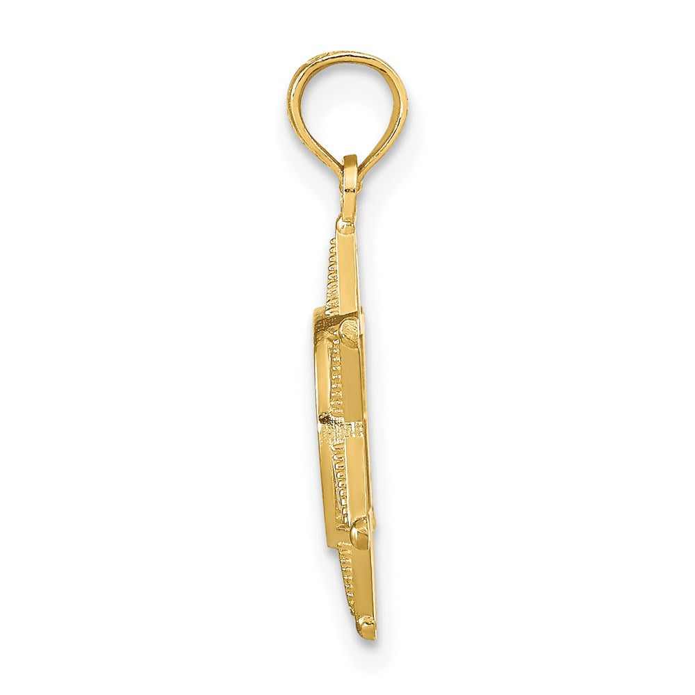 Million Charms 14K Yellow Gold Themed Deputy Sheriff Badge With Bear Pendant